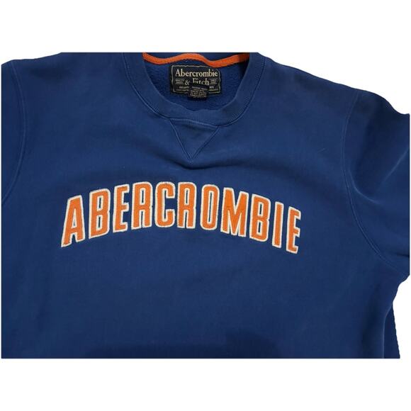 Vintage Blue And Orange Abercrombie & Fitch Spell Out Embroidered Sweatshirt Med - Picture 2 of 7
